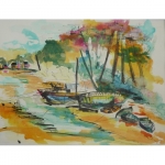 Encre de Chenel : Le pont des épaves à Baden 56 - œuvre primée