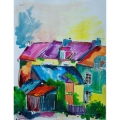 Encre de Chenel: La rue de la vallée des couleurs à Plélan le Petit, œuvre primée