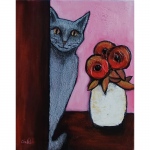 Tableau de CheNel, peinture acrylique - le chat gris