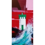 Tableau de CheNel, peinture acrylique au couteau, phare de Trévignon