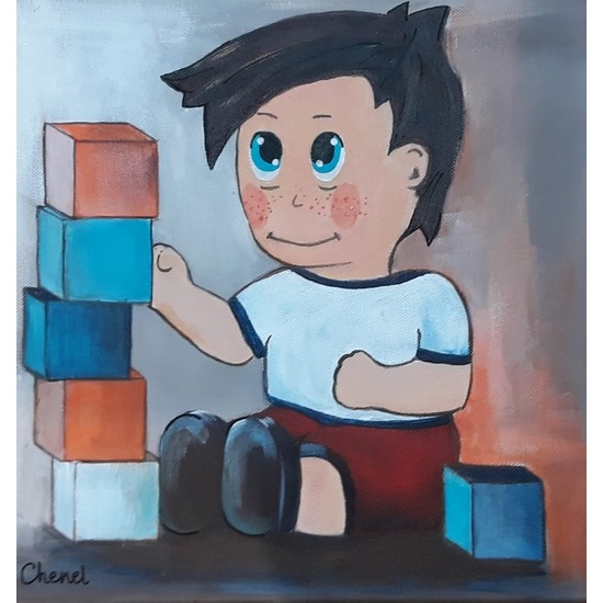 tableau de chenel - l'enfant joue aux cubes