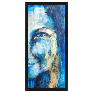 tableau peinture portrait de Simone Veil, réalisé par CheNel, peinture acrylique au couteau, tableau abstrait