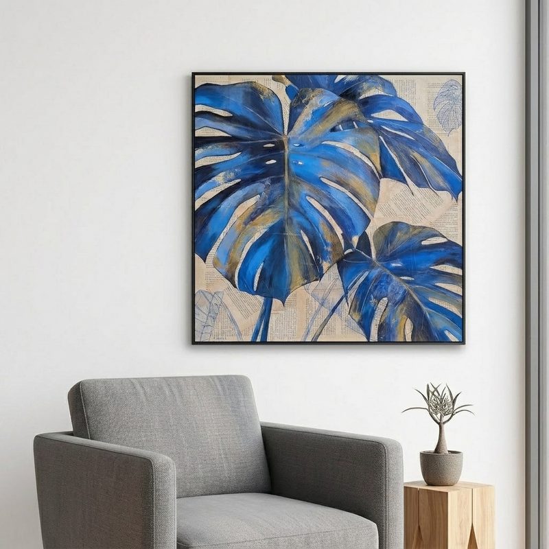 Technique mixte. Peinture sur contemporaine moderne et abstraite sur papier collé.
